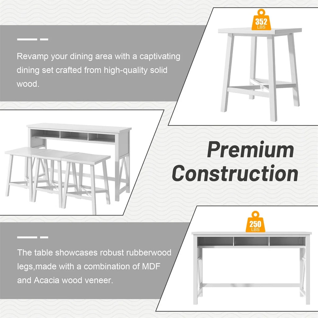 60" Console Kitchen Table Set with 3 Stools A25926