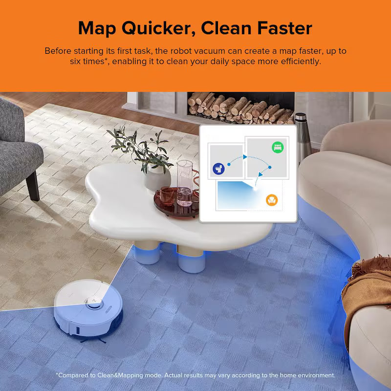 Robotic Vacuum with Sonic Mopping, LiDAR Navigation, Washable Filter, White Z689902