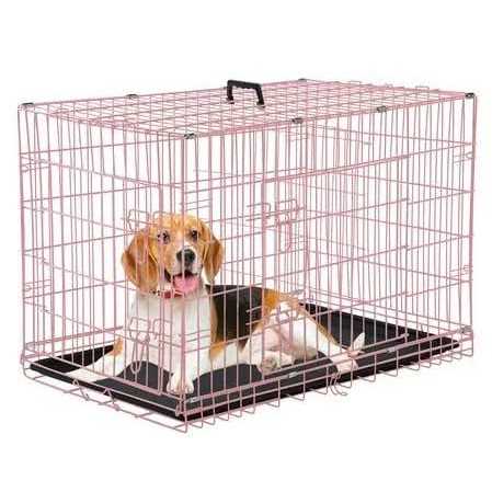 Foldable Large Metal Wire Dog Crate with Plastic Tray A282495