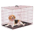 Foldable Large Metal Wire Dog Crate with Plastic Tray A282495