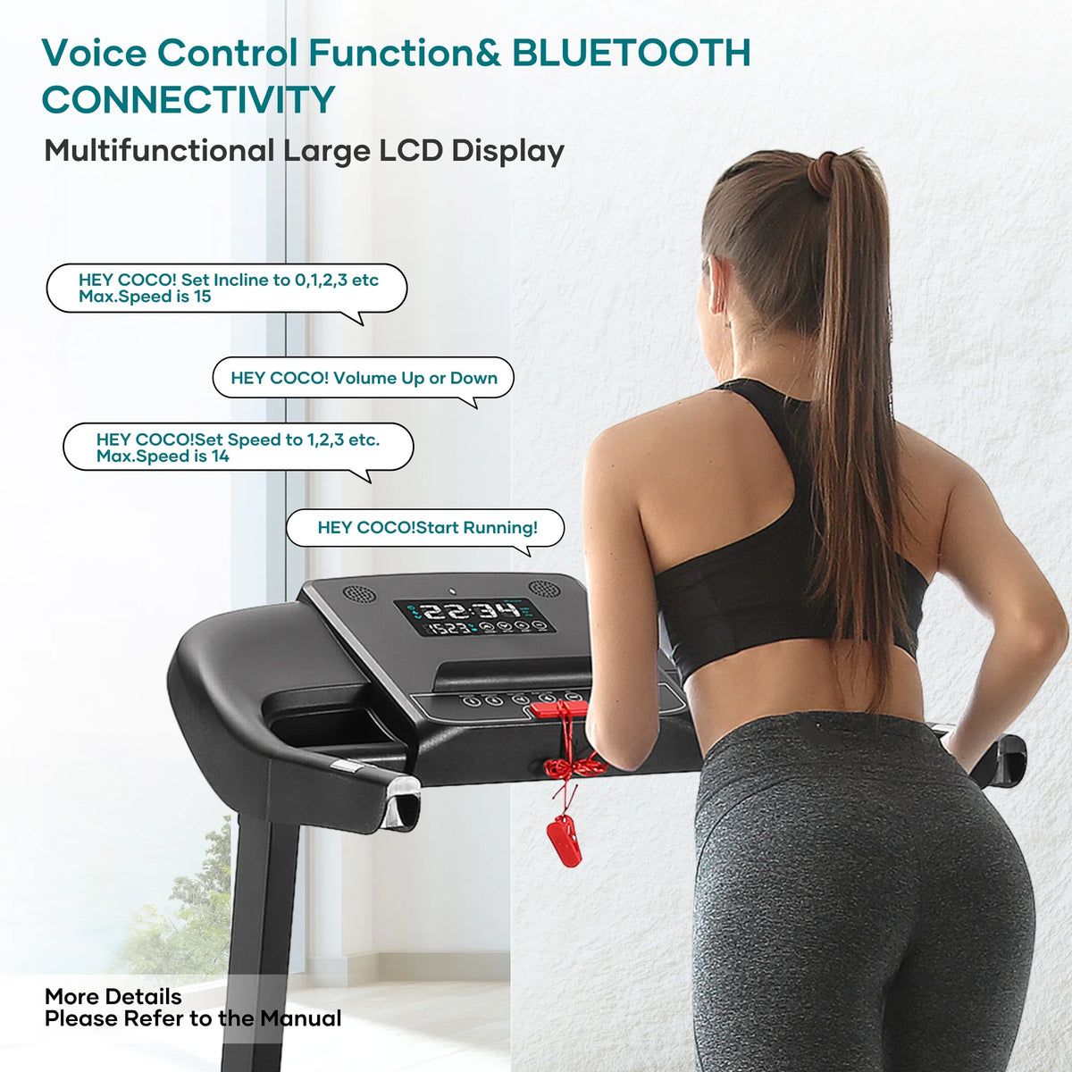 17 Wide Electric Folding Treadmill with Auto Incline T969