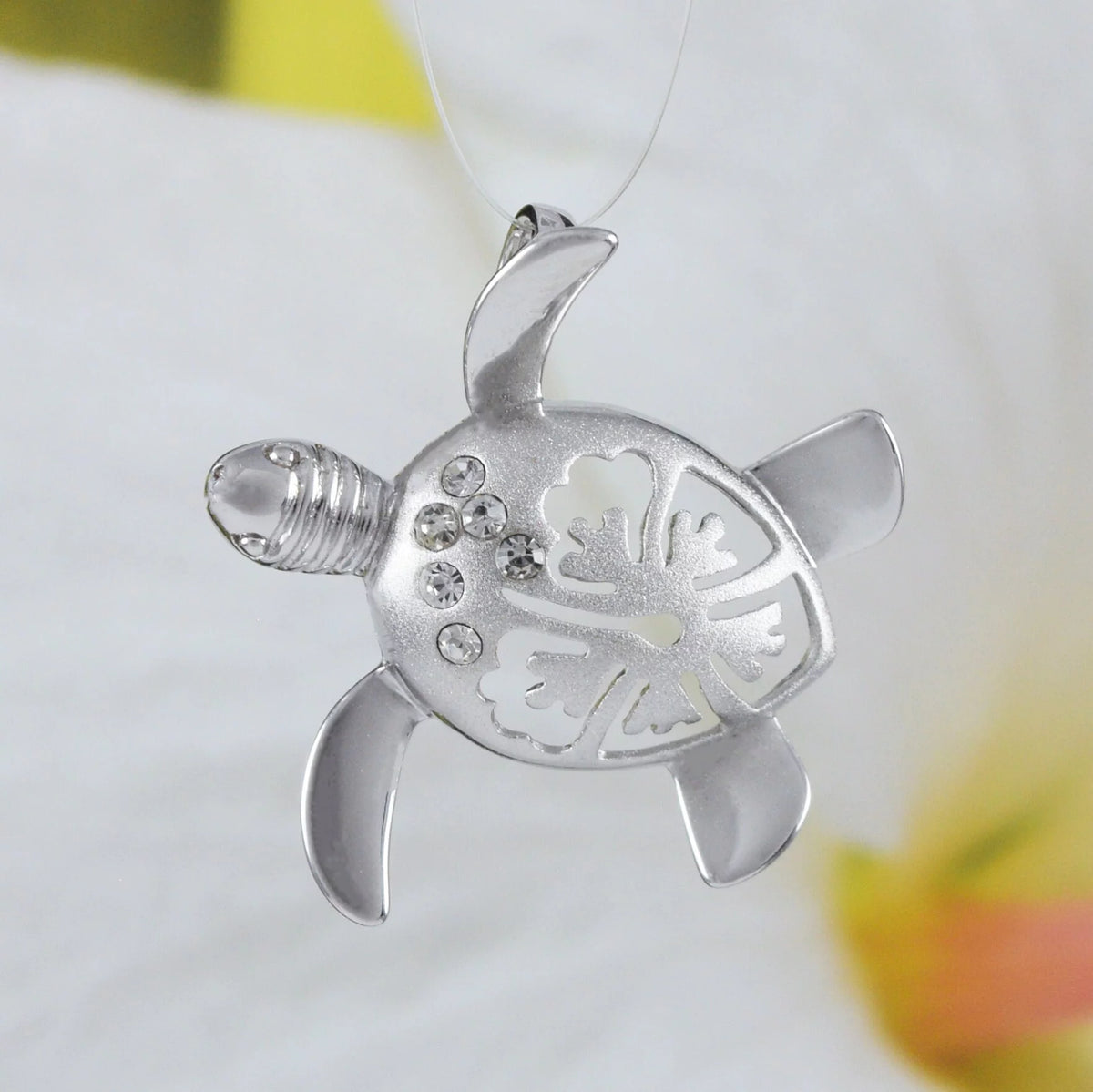 Sterling Silver Turtle Hibiscus Earring and Necklace K365259