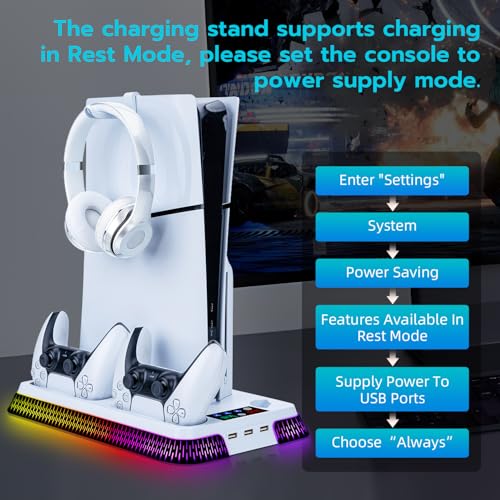 White Cooling Stand with Dual Controller Charging U72533