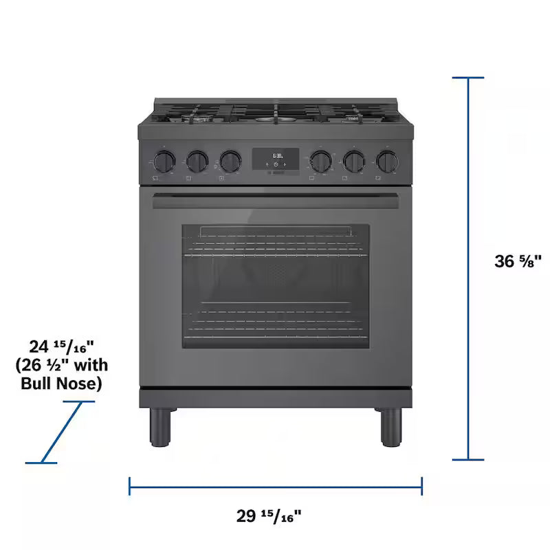 30 in. 3.7 cu. ft. Gas Range with 5-Burners in Black Stainless Steel Z67430