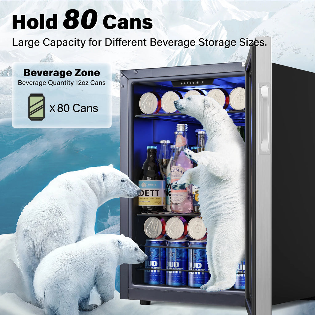 77-80 Can Mini Beverage Cooler with Glass Door F175481