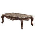 Antique Oak Brown Faux Marble Rectangular Coffee Table F487021
