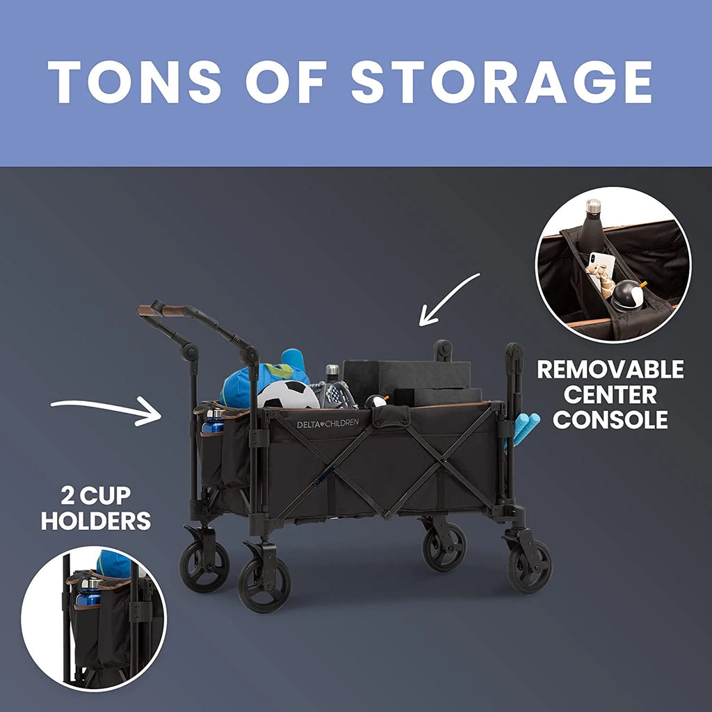 Black Stroller Wagon for 2 Kids with Canopy F8786
