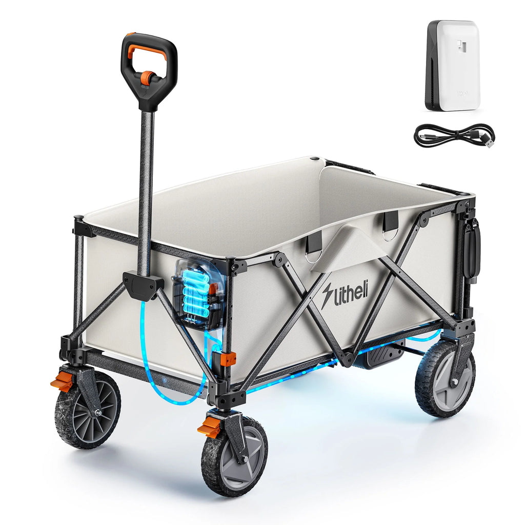 Electric Collapsible Utility Wagon Cart 176 lbs with Adjustable Handle S763146
