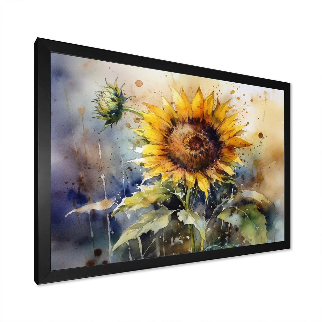 Floral Sunflower Framed Canvas Art Print 44 in. wide x 34 in. high O656