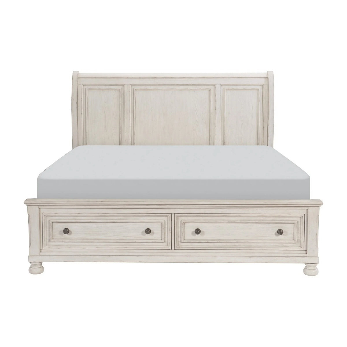 White California King 2 Drawer Sleigh Bed F4923