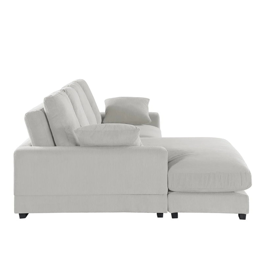 Cream Corduroy Convertible Sofa R53836