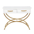 White Wood 2 Drawers Console Table with Arched Base Q501