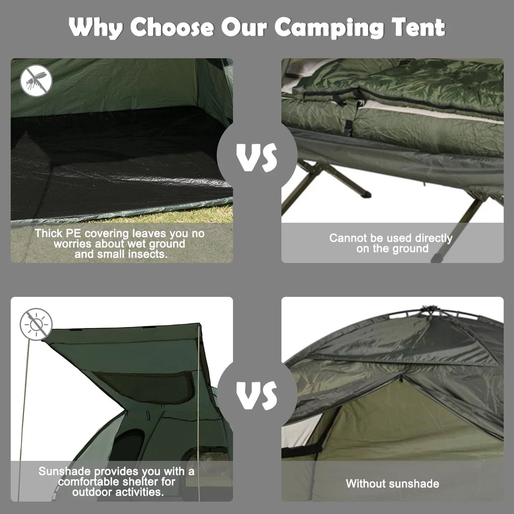 Folding Camping Tent Cot with Sleeping Bag & Air Mattress A178