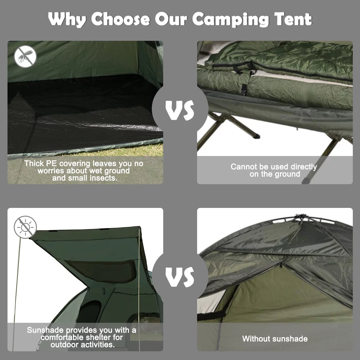 Folding Camping Tent Cot with Sleeping Bag & Air Mattress A178