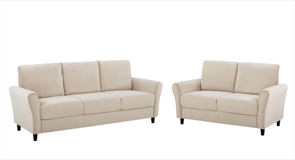 Ivory Velvet Sofa and Loveseat A2358