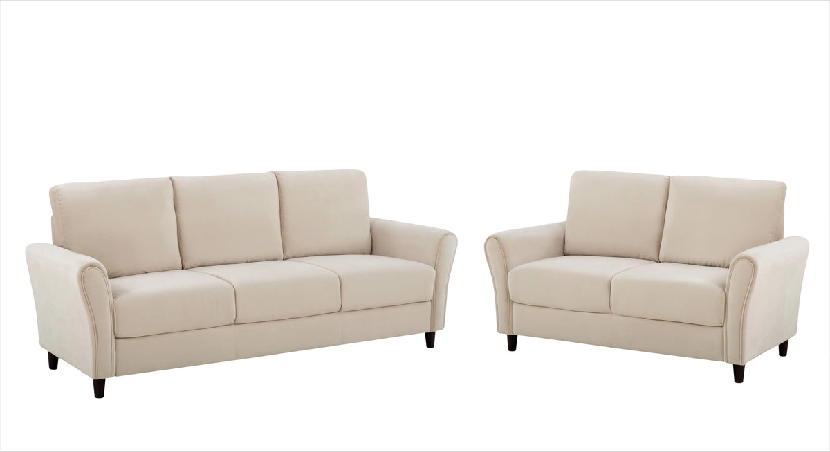 Ivory Velvet Sofa and Loveseat A2358