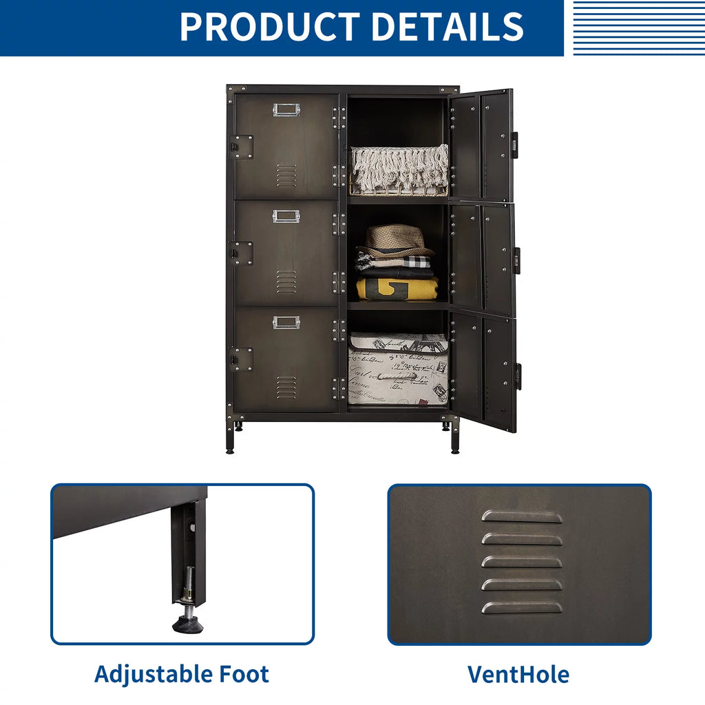 Metal Locker Steel Storage Cabinet with 2 Shelf M51407