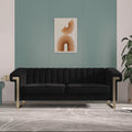 Blue Velvet Chesterfield Sofa with Gold Legs I456264