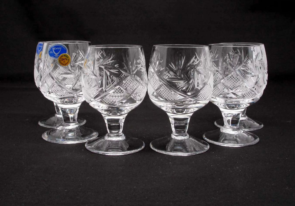 6 European Cut Crystal Shot Glasses 50ml K327