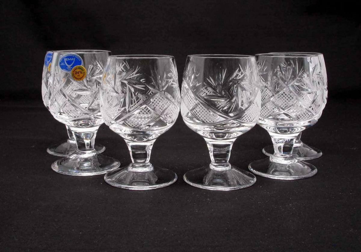 6 European Cut Crystal Shot Glasses 50ml K327