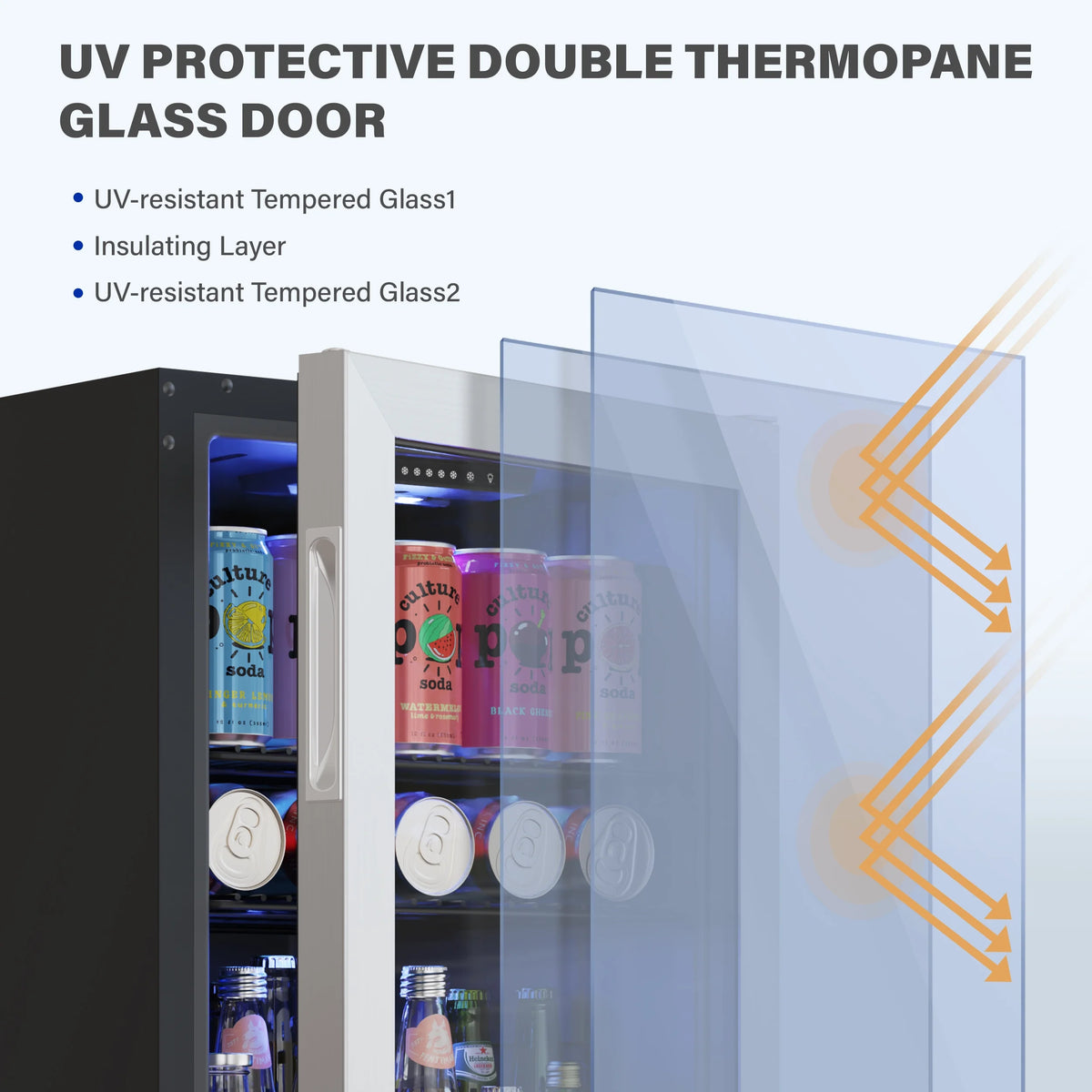 102-140 Can Freestanding Mini Drink Fridge with Glass Door M8233